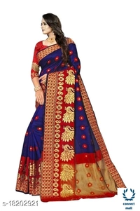 COTTON BASED JACQUARD SAREES  - Saree LengthSize:5.5m Blouse Lenght Size:0.8, Cotton Silk, Zari woves, Pack of:1